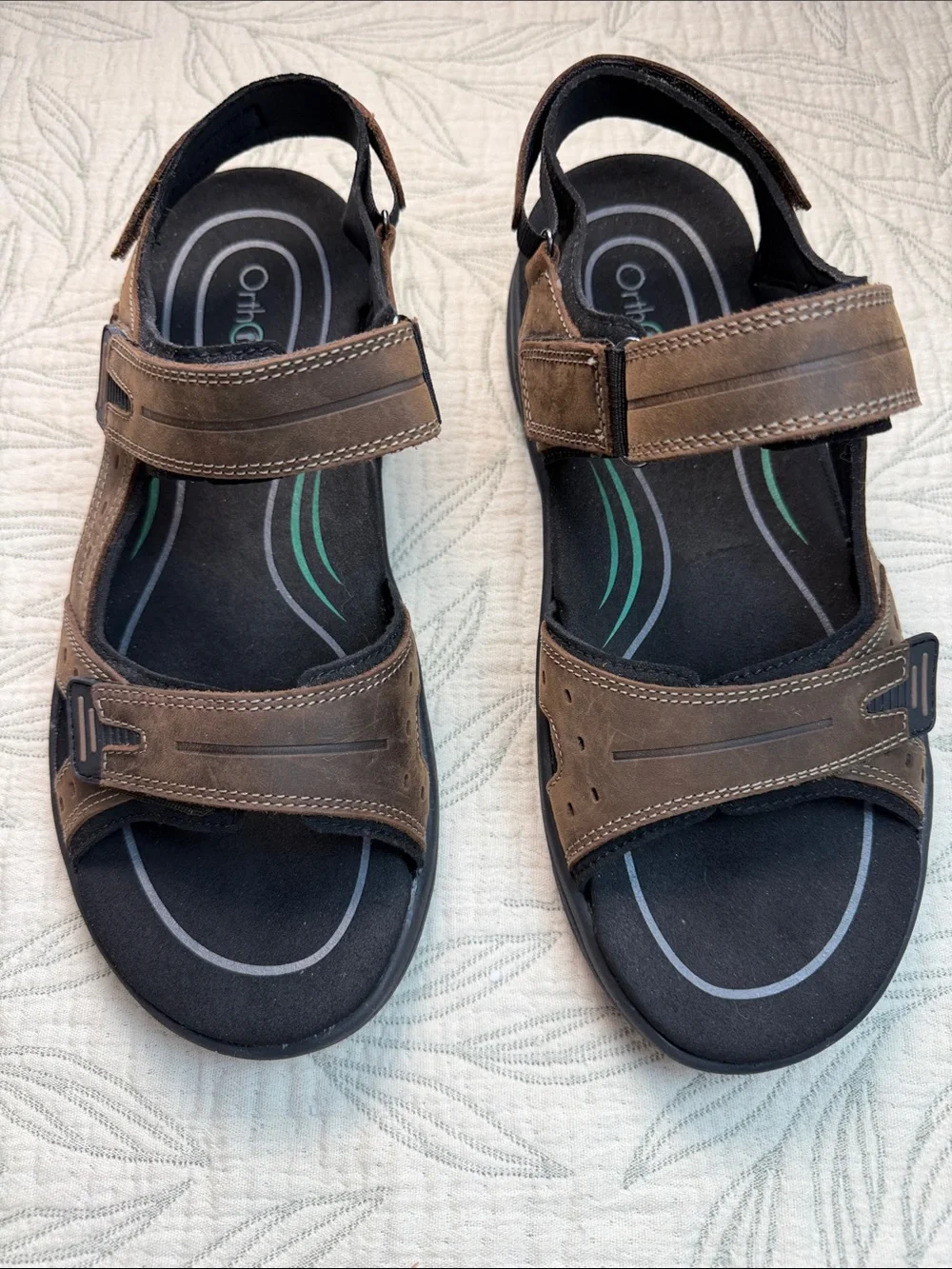 OrthoFeet Men’s Gemini Leather Upper Sandal never used. Sz. 12